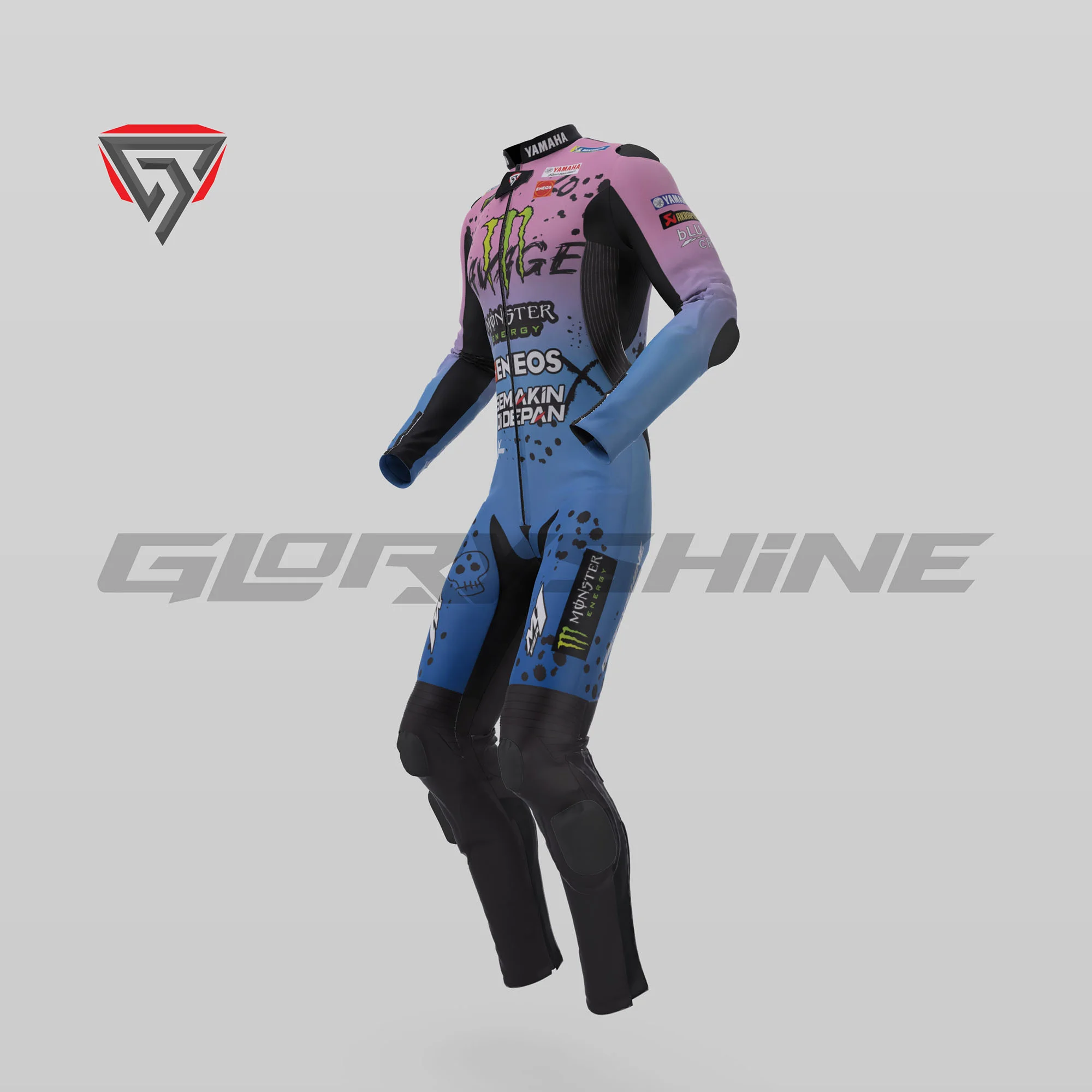 Fabio Quartararo Motorcycle Race Suit Monster Energy Yamaha FrenchGP 2024 Side 3D