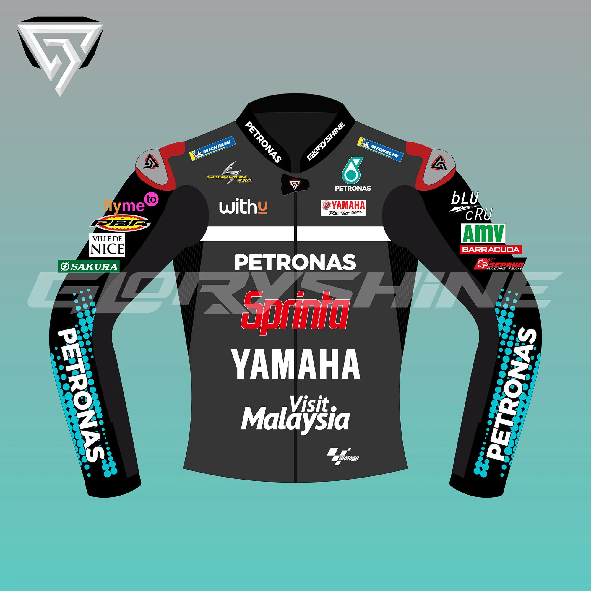 Fabio Quartararo Motorcycle Racing Jacket Petronas Yamaha MotoGP 2020 Front 2D