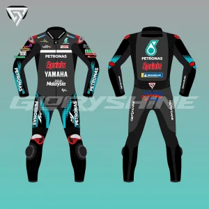 Fabio Quartararo Motorcycle Racing Suit Petronas Yamaha MotoGP 2020 Front & Back 2D