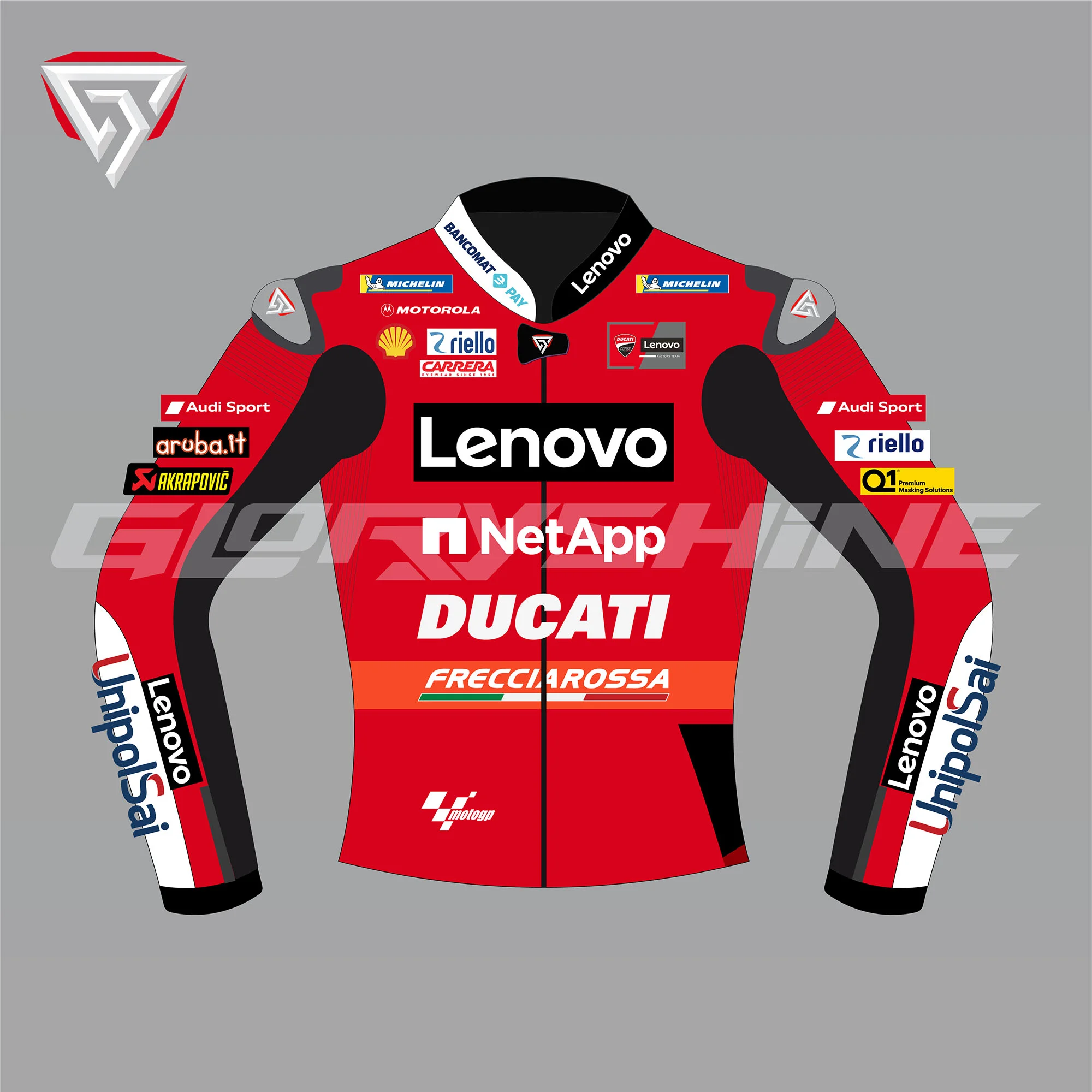 Jack Miller Leather Jacket Ducati Lenovo MotoGP 2022 Front 2D