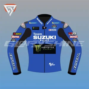Joan Mir Leather Race Jacket (Team Suzuki MotoGP Jacket 2022) Front 2D