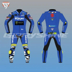 Joan Mir Leather Race Suit (Team Suzuki MotoGP Suit 2022) Front & Back 2D