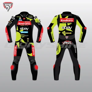 Marco Bezzecchi Racing Suit Pertamina VR46 Racing GP75 MotoGP British 2024 Front & Back 2D