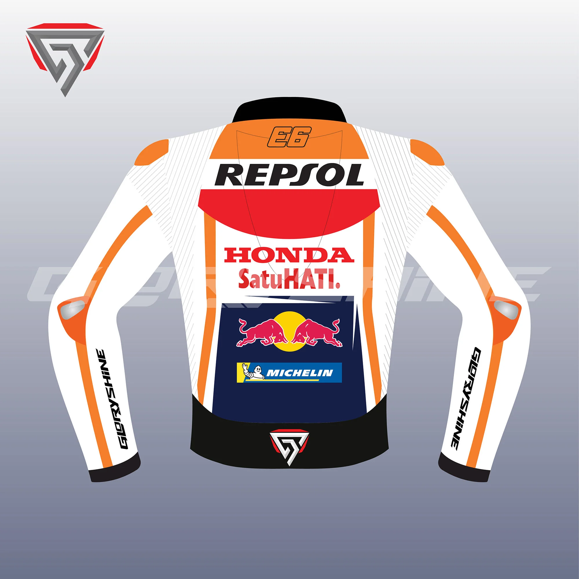 Pol Espargaro Leather Riding Jacket Honda HRC MotoGP 2022 Back 2D