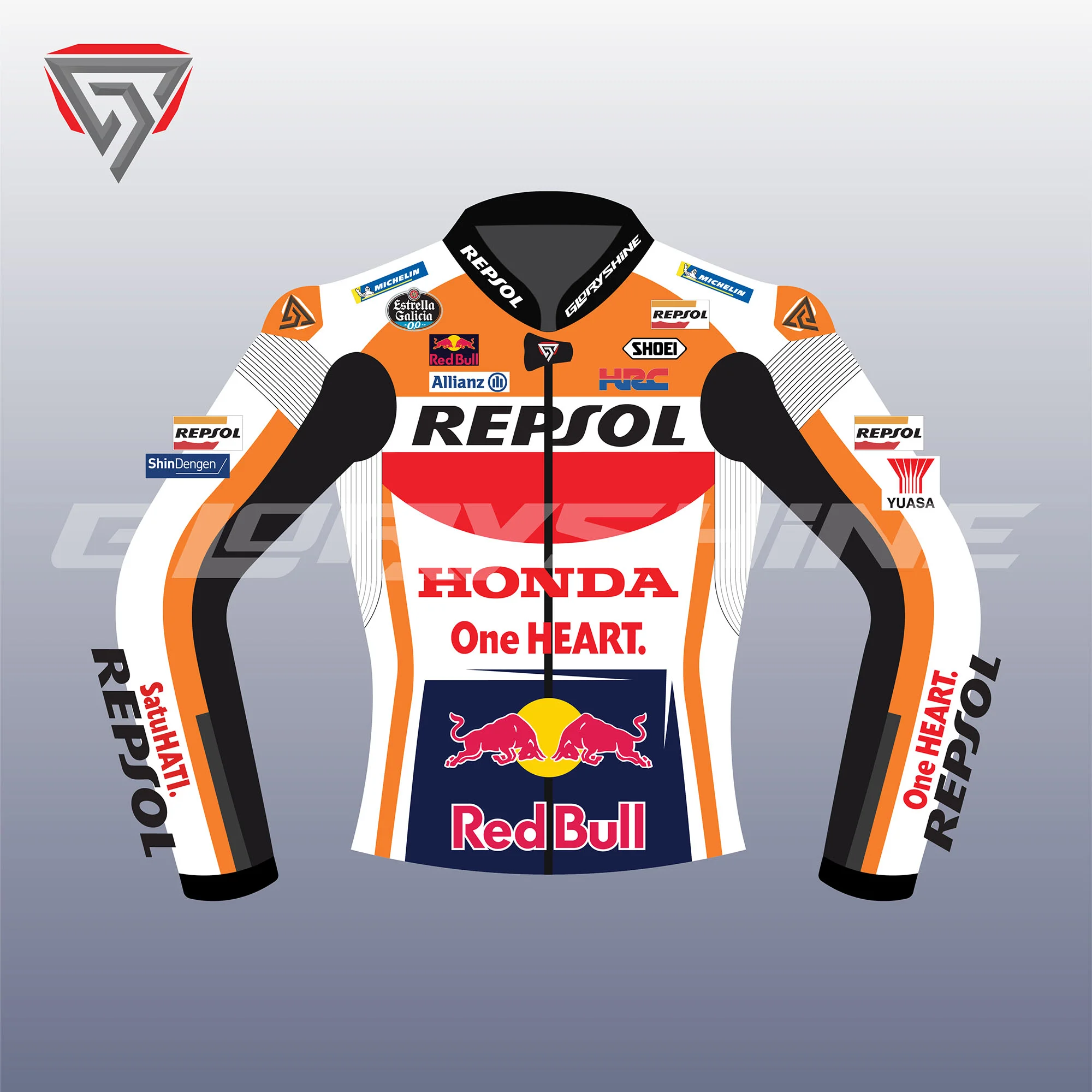 Pol Espargaro Leather Riding Jacket Honda HRC MotoGP 2022 Front 2D