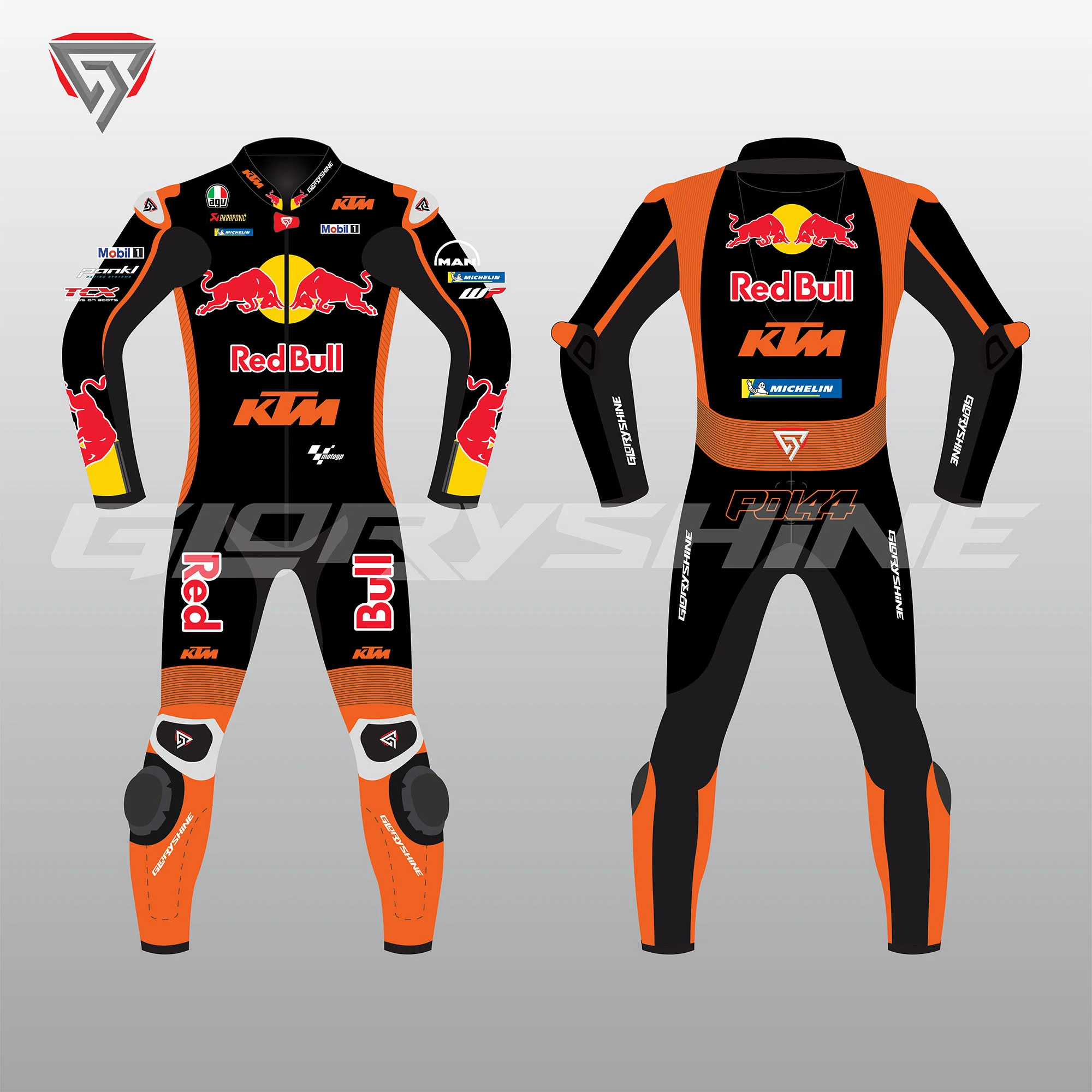 Pol Espargaro Motorcycle Suit Red Bull KTM Factory Racing MotoGP 2024 Front & Back 2D