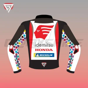 Takaaki Nakagami Leather Jacket Idemitsu Honda MotoGP 2025 Back 2D Takaaki Nakagami Leather Jacket Idemitsu Honda MotoGP 2025 Back 2D