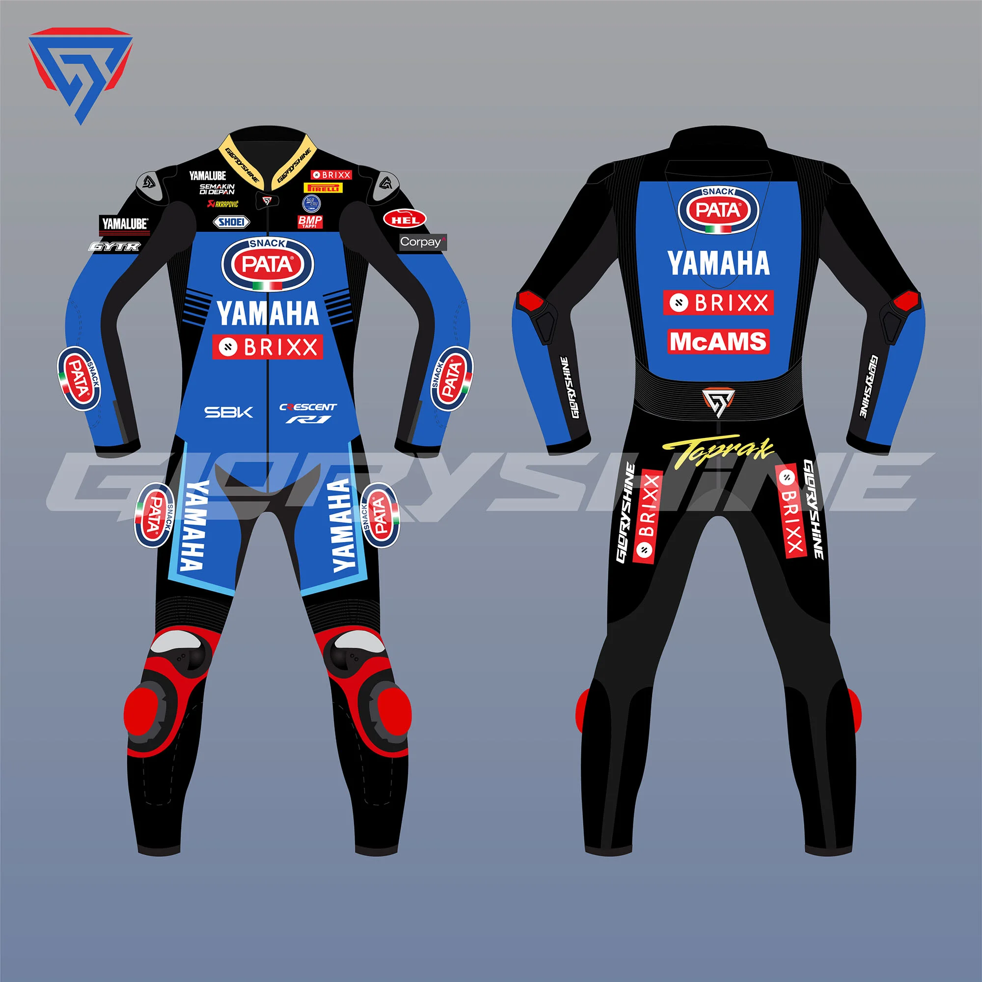 Toprak Razgatlioglu Race Suit Pata Yamaha with Brixx WSBK 2022 Front & Back 2D