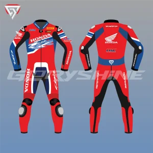 Xavi Vierge Motorcycle Suit Team HRC Honda WSBK 2022 Front & Back 2D