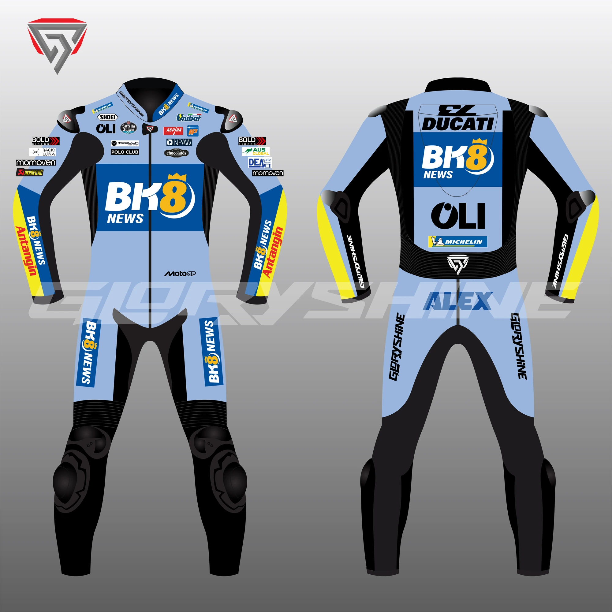 Alex Marquez BK8 Ducati Gresini Racing Suit MotoGP 2026 Front Back